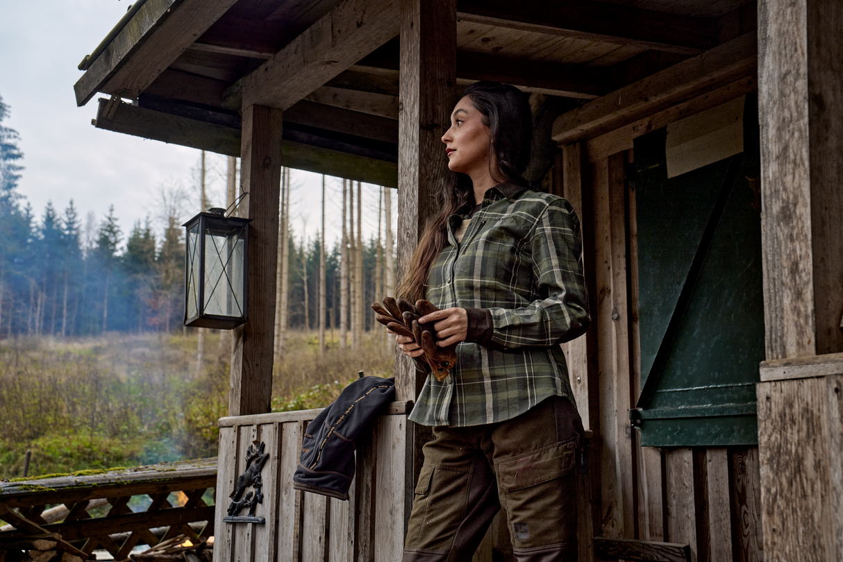 Pajala L/S Skjorte Dame – Olive Check – Härkila