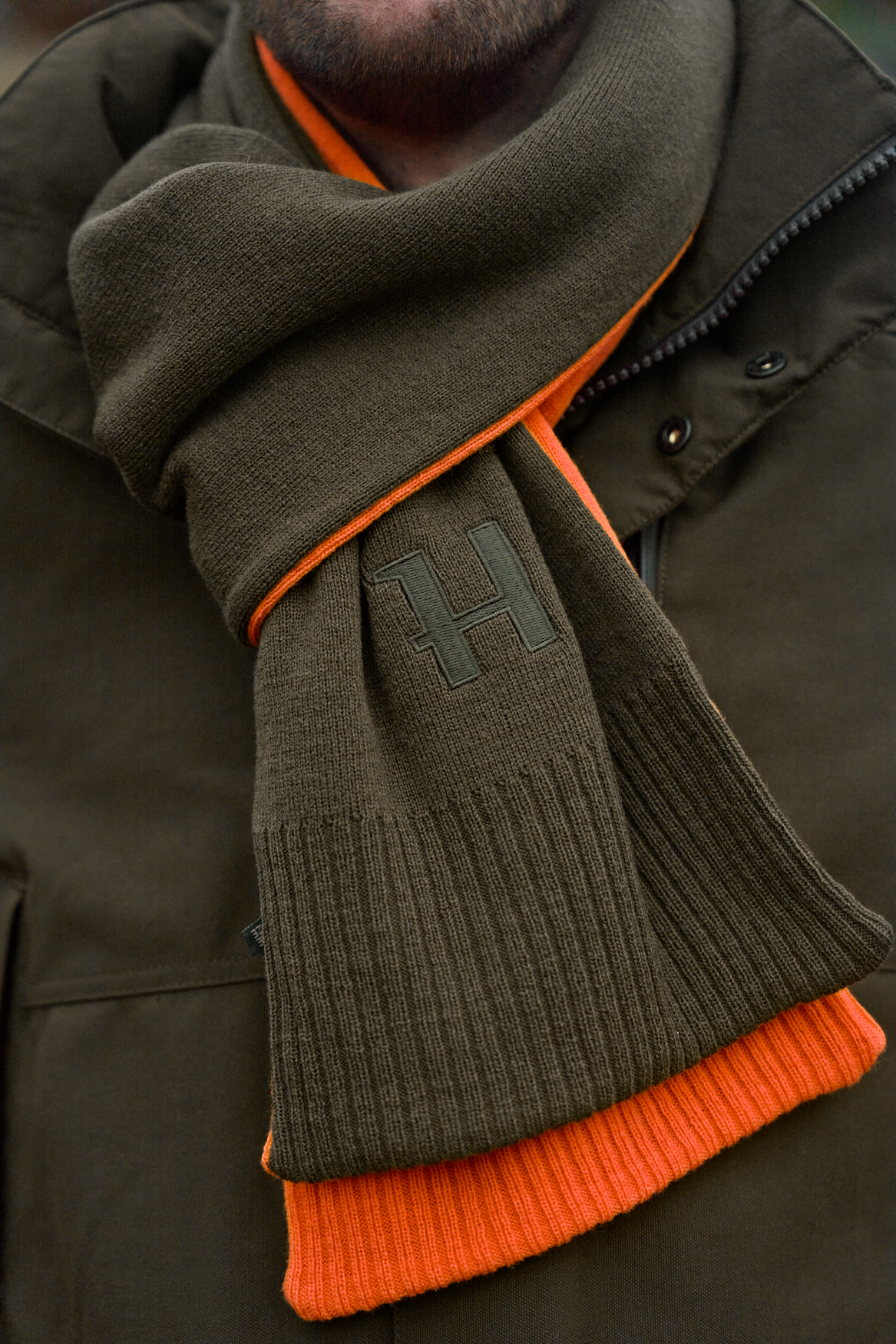 Vendbart skjerf – Willow Green/Orange – Härkila