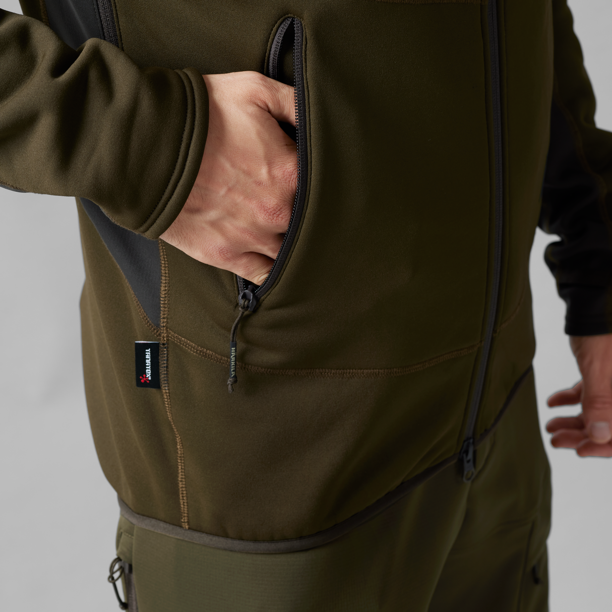 Deer Stalker – Fleece hettegenser Willow Green/Shadow Brown – Härkila