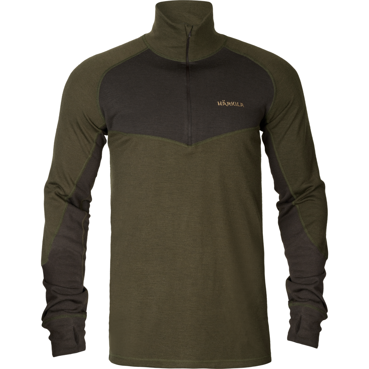 Base Warm zip neck Willow Green/Shadow Brown – Härkila