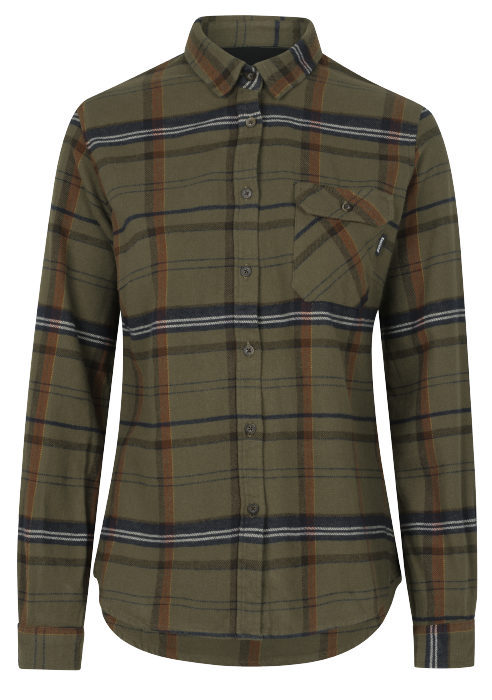 Str. 2X-Large - Skye Flannel skjort til kvinder - Grape Leaf/Terracotta Check - Seeland - Ombytningsvare