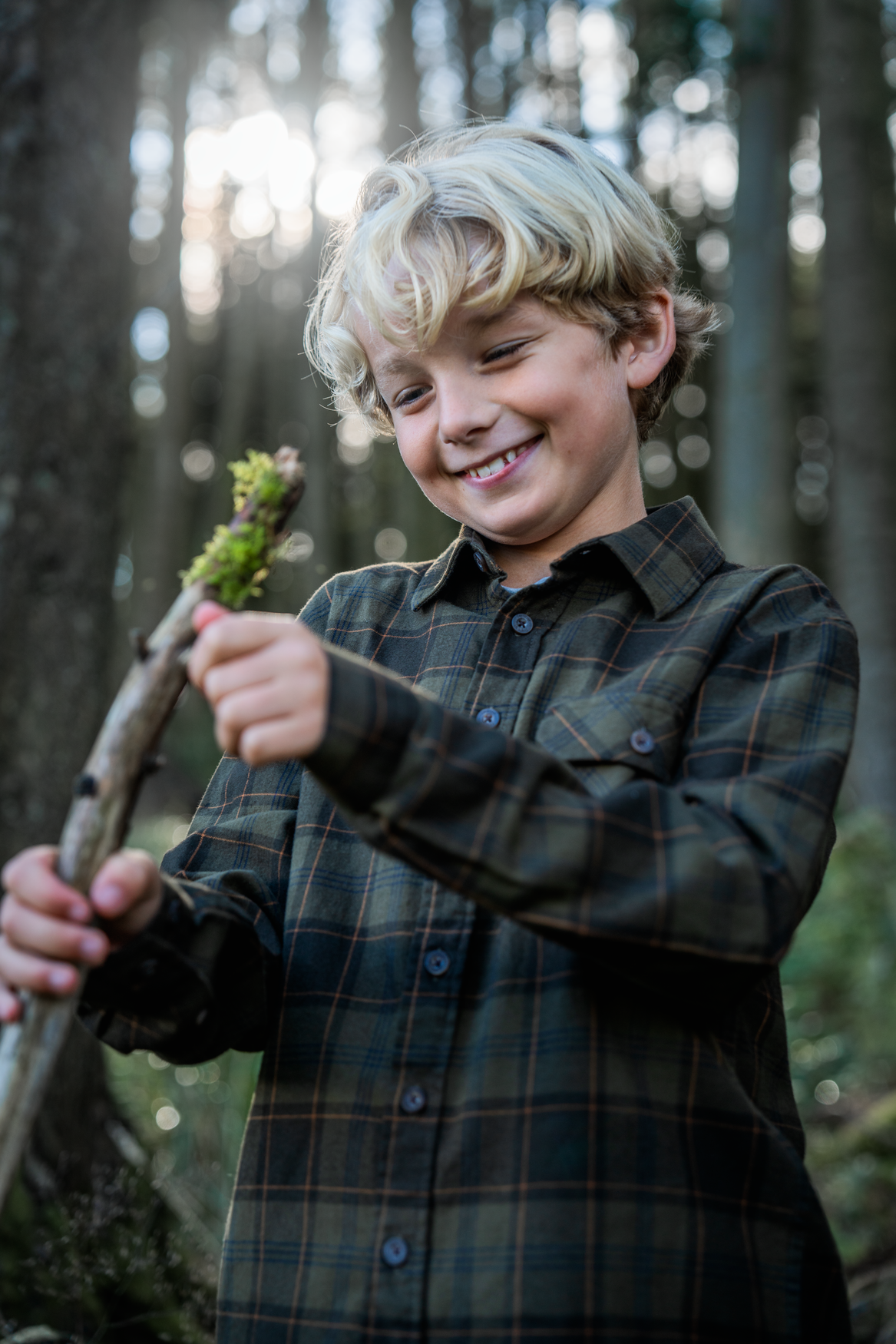 Glen Junior Flanellskjorte – Pine Green/Dark Navy Check – Seeland