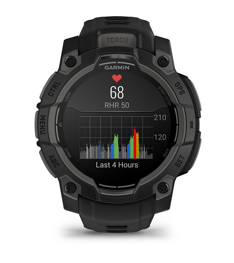 Instinct® 3 – 45 mm, AMOLED, Svart med svart rem