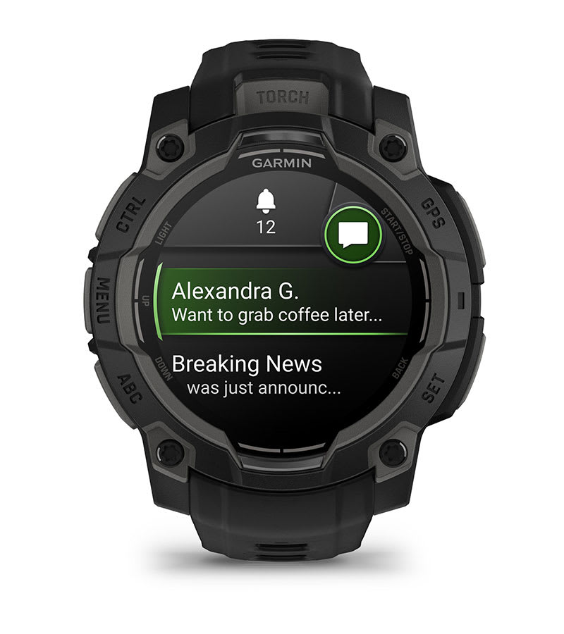 Instinct® 3 – 45 mm, AMOLED, Svart med svart rem
