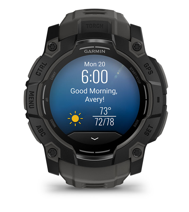 Instinct® 3 – 50 mm, AMOLED, Svart med Charcoal rem