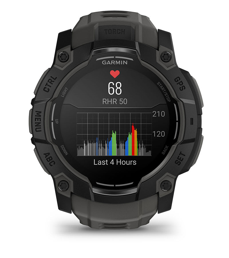 Instinct® 3 – 50 mm, AMOLED, Svart med Charcoal rem