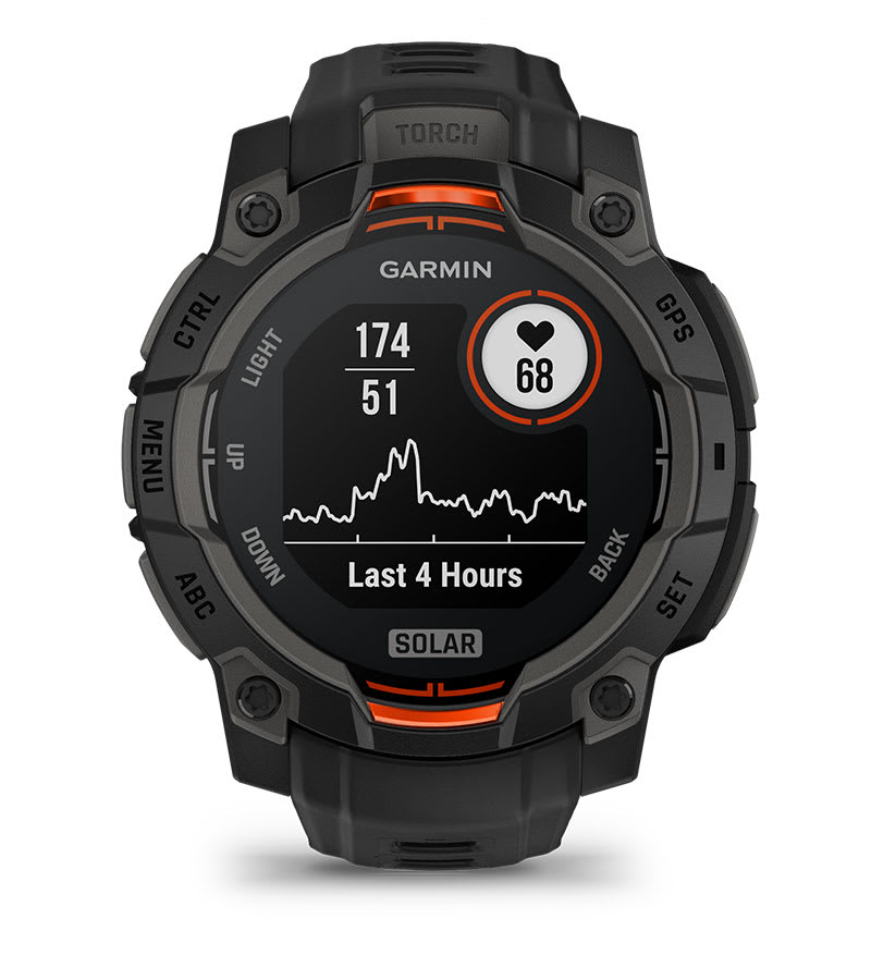 Instinct® 3 – 45 mm, Solar, Svart med svart rem