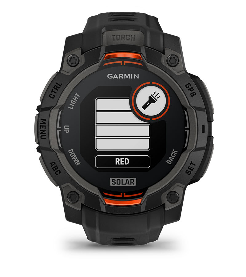 Instinct® 3 – 45 mm, Solar, Svart med svart rem