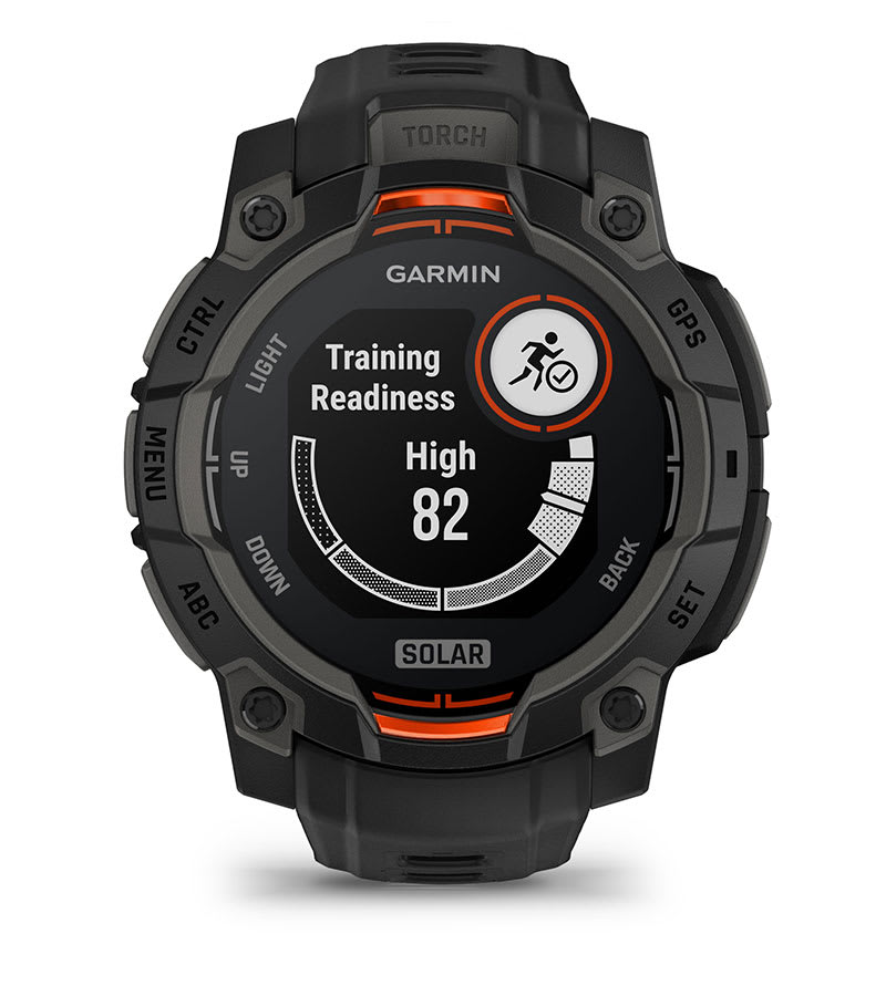 Instinct® 3 – 45 mm, Solar, Svart med svart rem