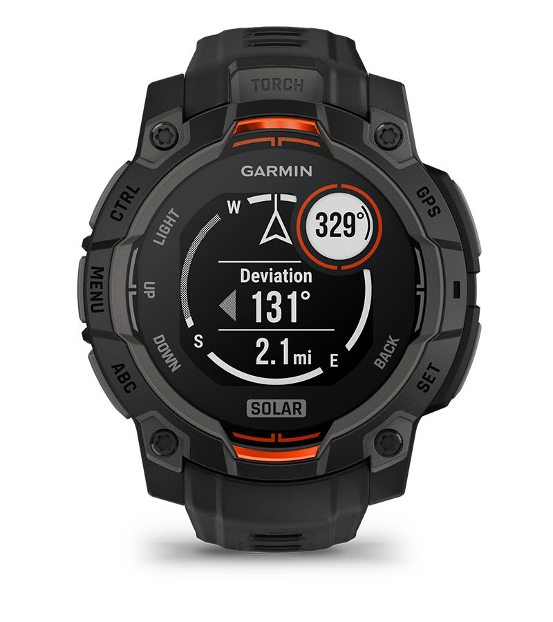 Instinct® 3 – 45 mm, Solar, Svart med svart rem