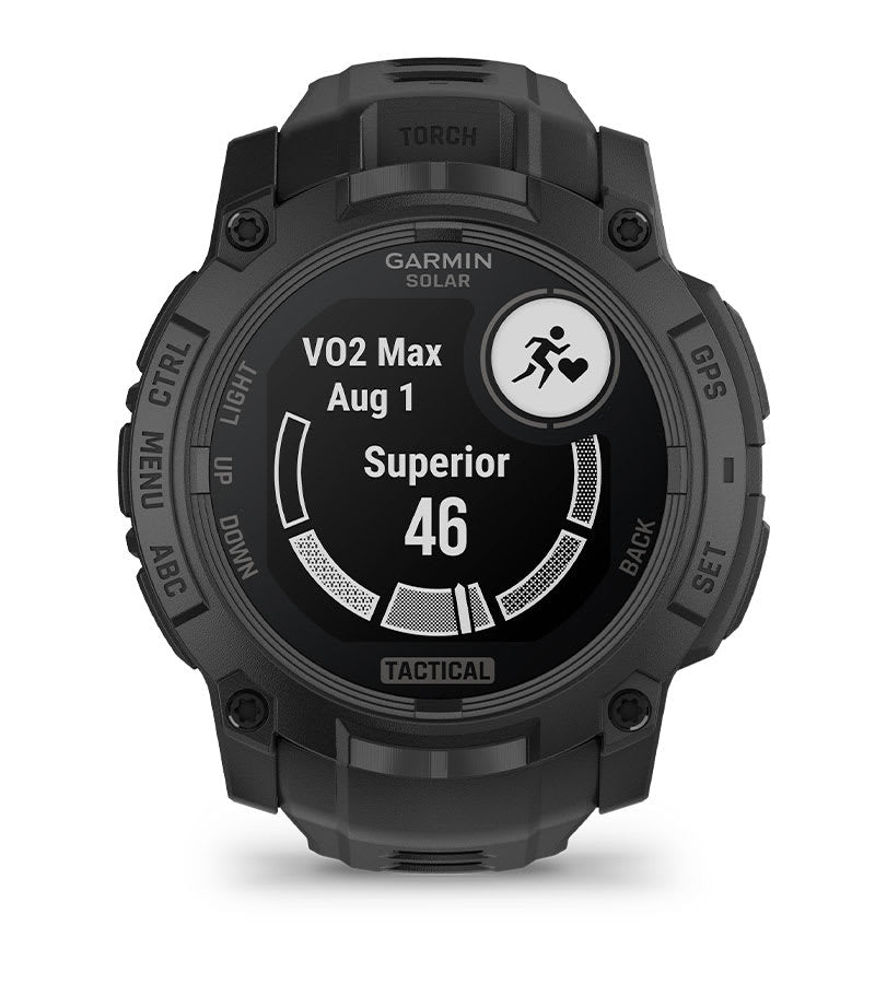 Instinct® 3 – 50 mm, Solar, Tactical Edition, Svart med svart rem
