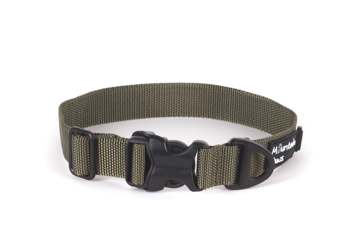 Ekstra slitesterkt hundehalsbånd, Medium, Olive – Mountain Paws