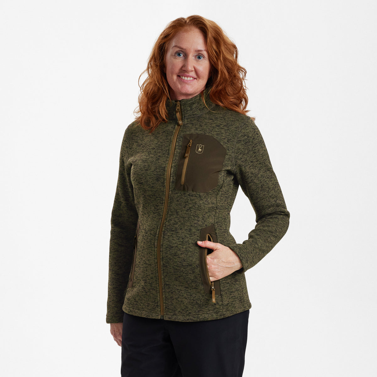 Lady Sarek Strikkejakke - Olive – Deerhunter