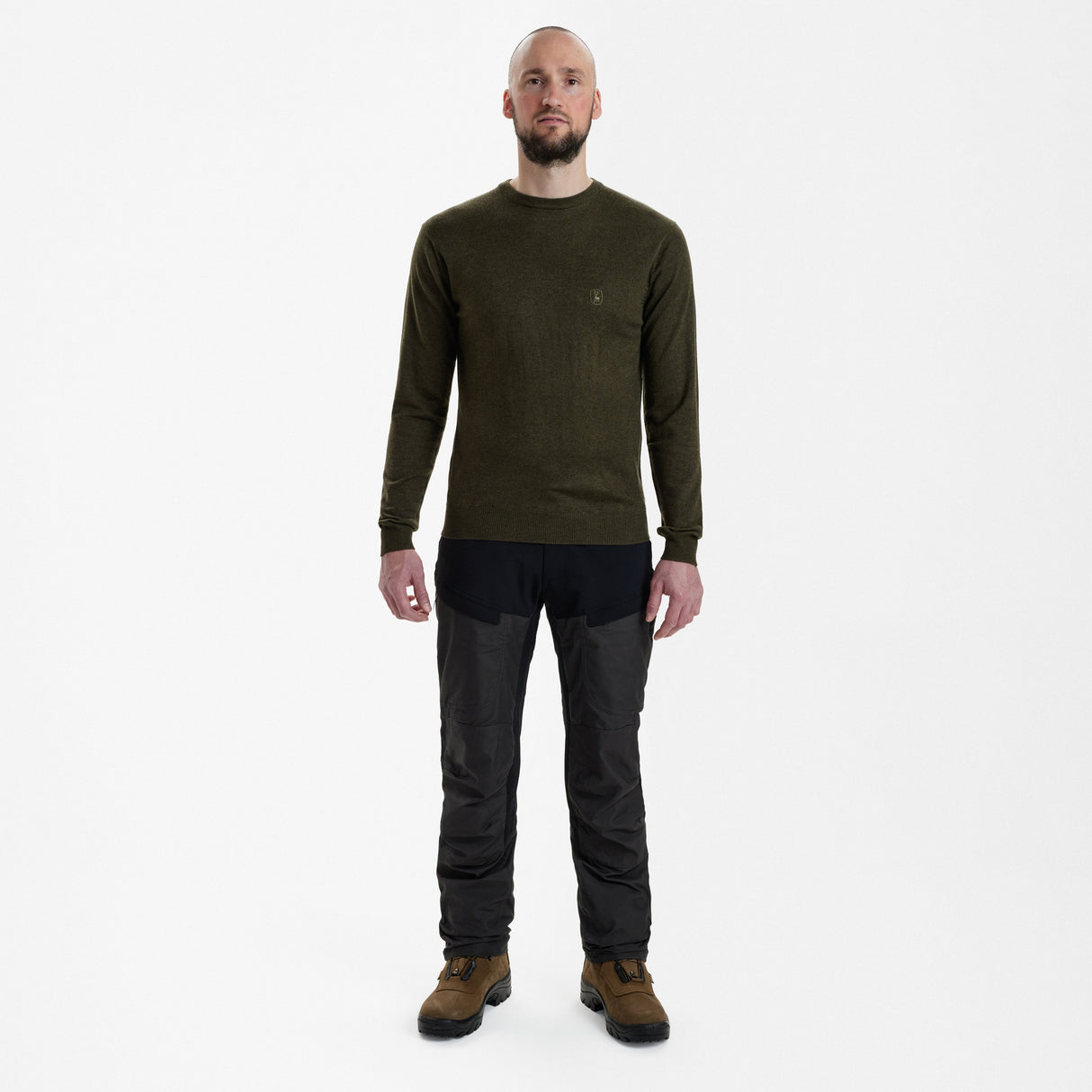Kingston Strikkegenser Med Rund Hals - Green Melange – Deerhunter