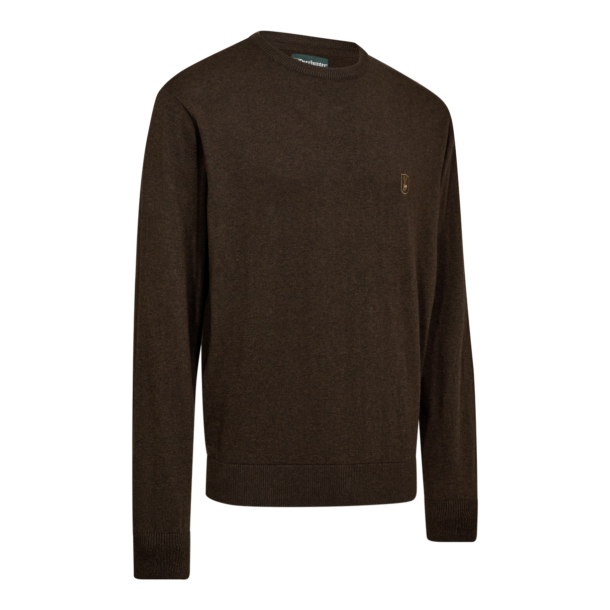 Harrington Strikkegenser Med Rund Hals - Brown Melange – Deerhunter