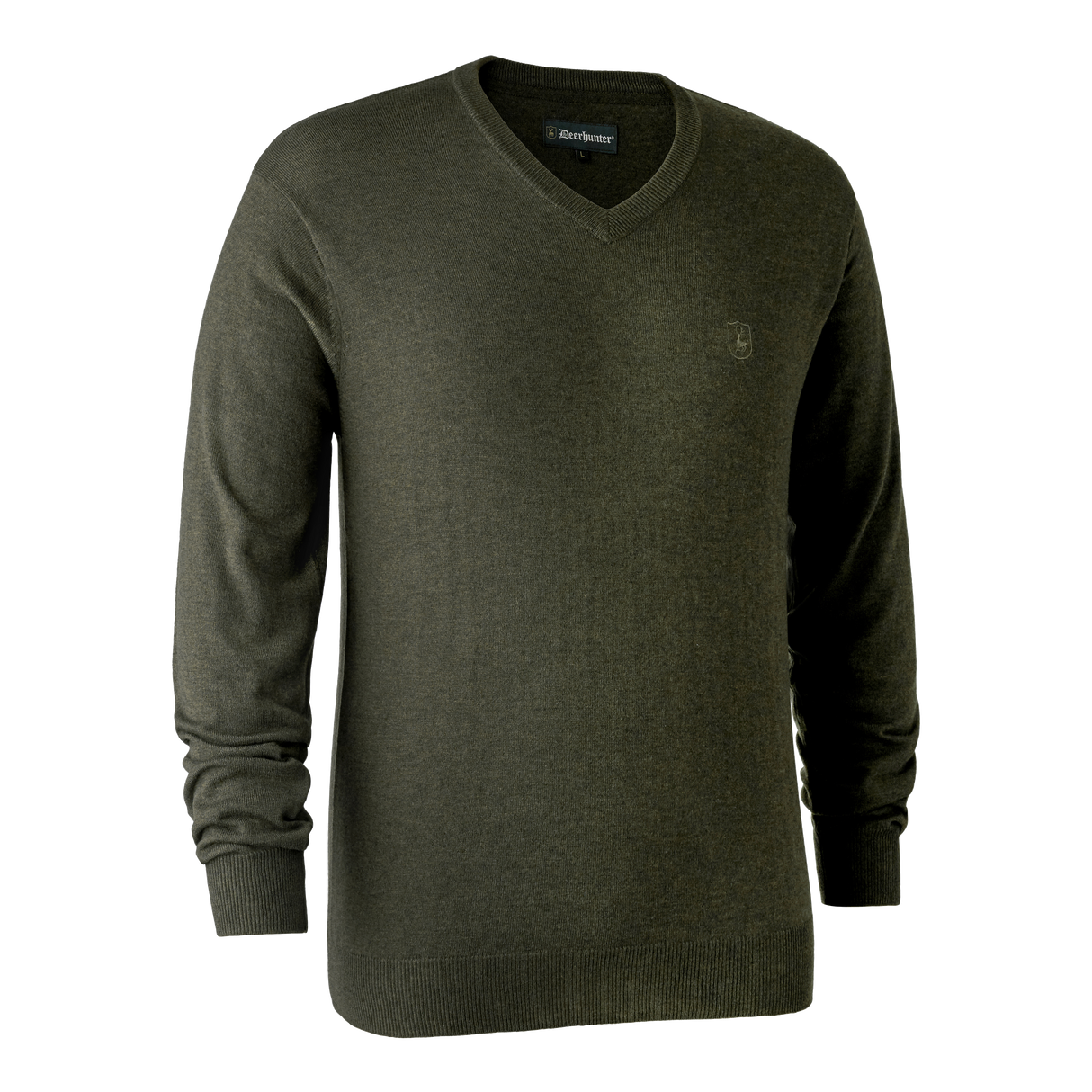 Kingston Strikkegenser Med V-Hals - Green Melange – Deerhunter