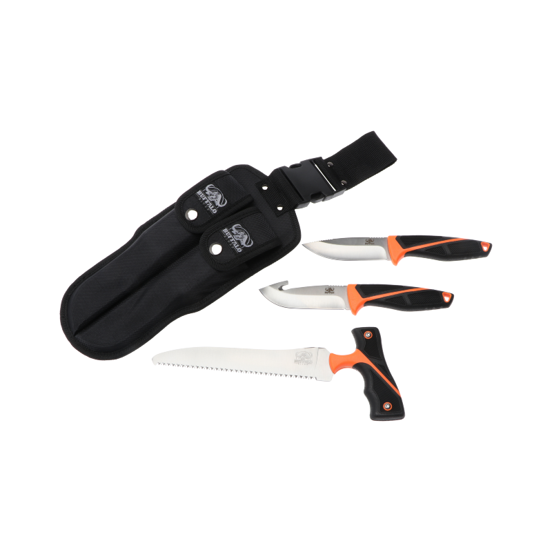 Knivsett Med 2 Kniver Og 1 Sag Skjede I Nylon – Buffalo river