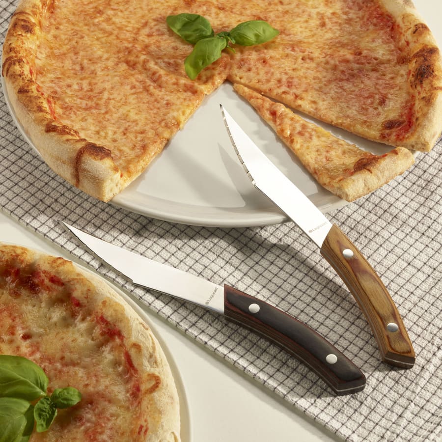 NAPOLI pizzakniv- og biffknivsett 4 stk – Mørkt håndtak – Legnoart