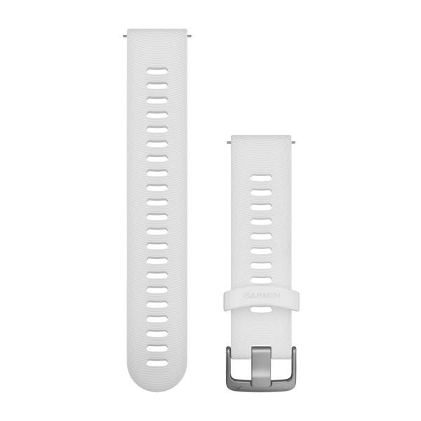 Quick Release remme (20 mm), Hvit silikonerem, rustfritt stål hardware