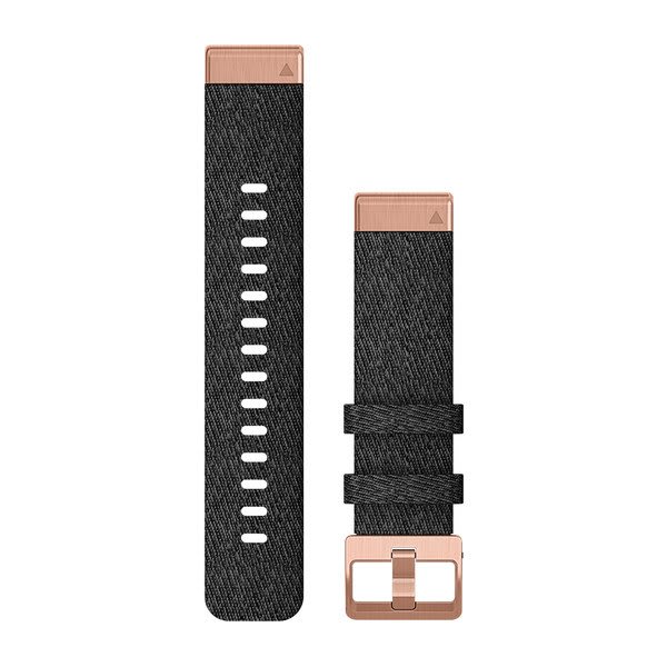 QuickFit® 20 urremme, Sortmeleret nylon, rosaguld hardware