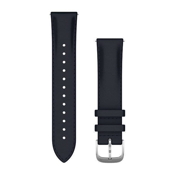 Quick Release remme (20 mm), Navy italiensk skinn, sølv hardware