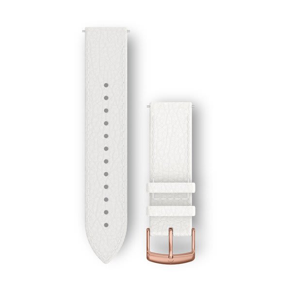 Quick Release remme (20 mm), Hvitt italiensk skinn, 18K rosaguld PVD hardware
