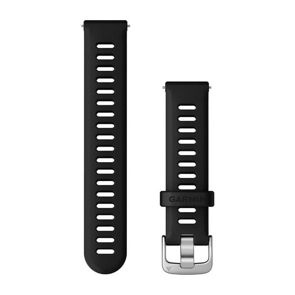 Quick Release remme (18 mm), Svart, sølv hardware