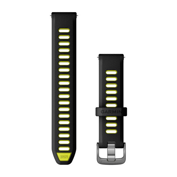 Quick Release remme (18 mm), Svart/Amp Yellow silikone, Slate hardware