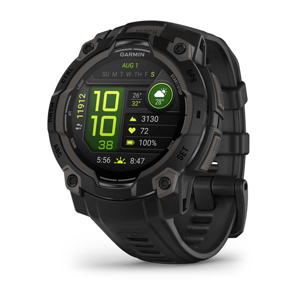 Instinct® 3 – 45 mm, AMOLED, Svart med svart rem