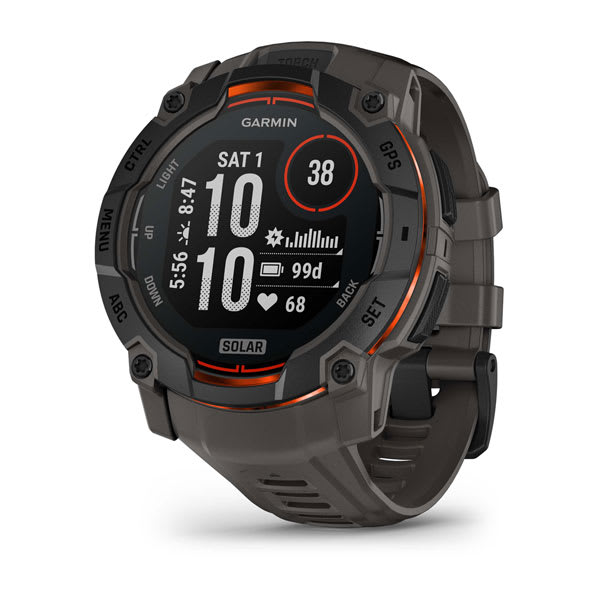 Instinct® 3 – 50 mm, Solar, Svart med Charcoal rem