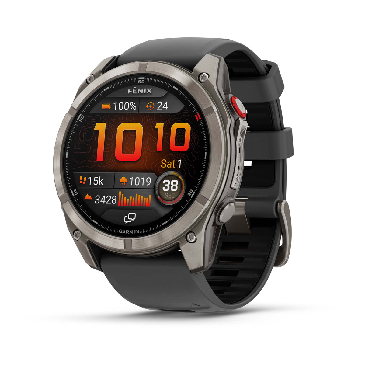 fēnix® 8 Pro – 51 mm, AMOLED, Sapphire, titanium med silikonerem i Graphite/svart