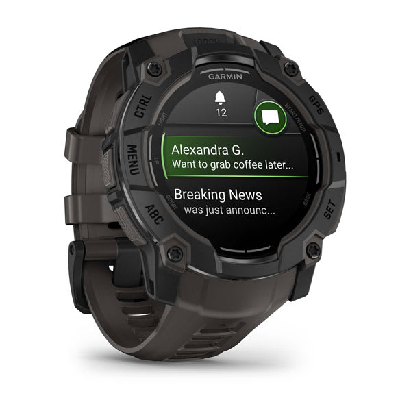 Instinct® 3 – 50 mm, AMOLED, Svart med Charcoal rem