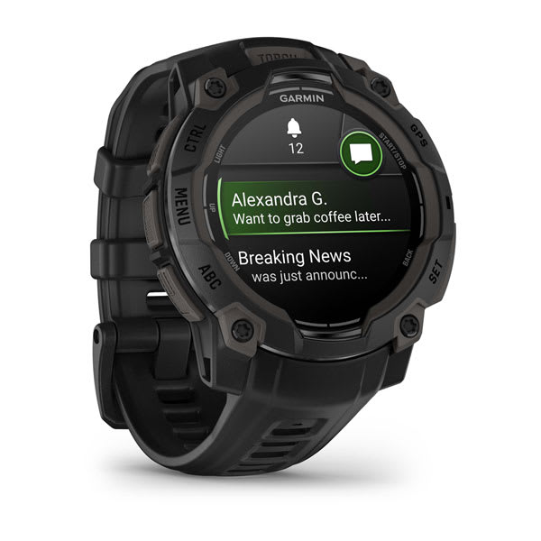 Instinct® 3 – 45 mm, AMOLED, Svart med svart rem