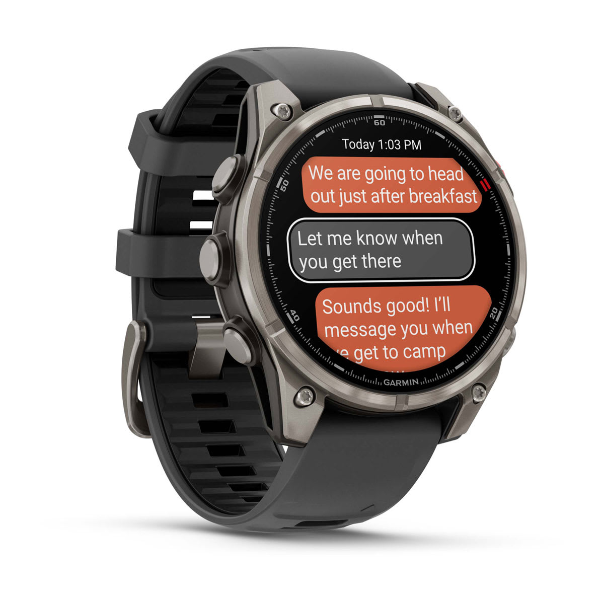 fēnix® 8 Pro – 47 mm, AMOLED, Sapphire, titanium med silikonerem i Graphite/svart