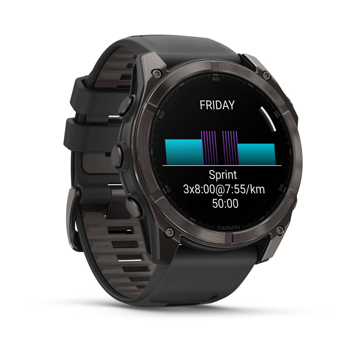 fēnix® 8 – 51 mm, AMOLED, Sapphire, Carbon Grey DLC med svart/Pebble Grey silikonerem