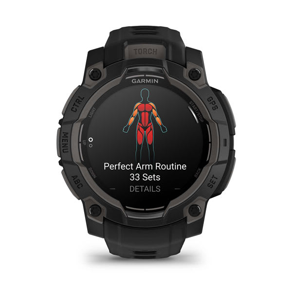 Instinct® 3 – 45 mm, AMOLED, Svart med svart rem