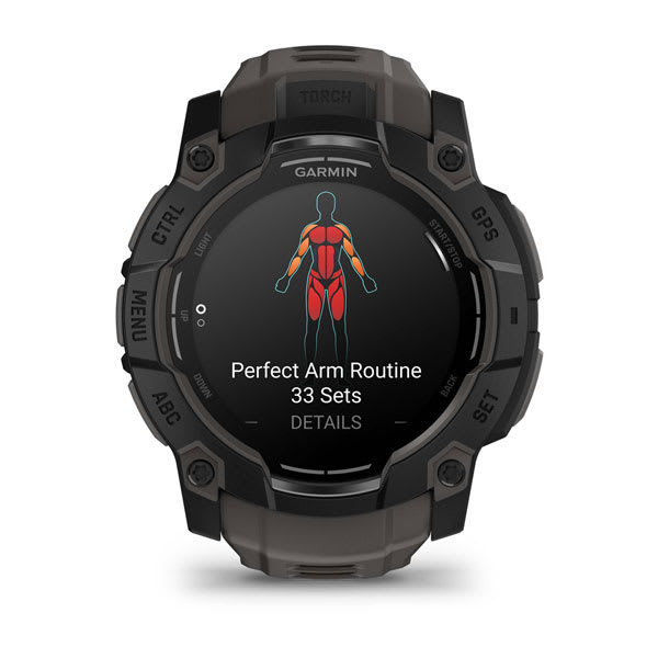 Instinct® 3 – 50 mm, AMOLED, Svart med Charcoal rem