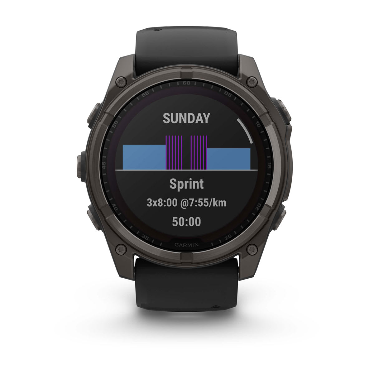 fēnix® 8 – 51 mm, Solar, Sapphire, Carbon Grey DLC-titanium med svart/Pebble Grey silikonerem