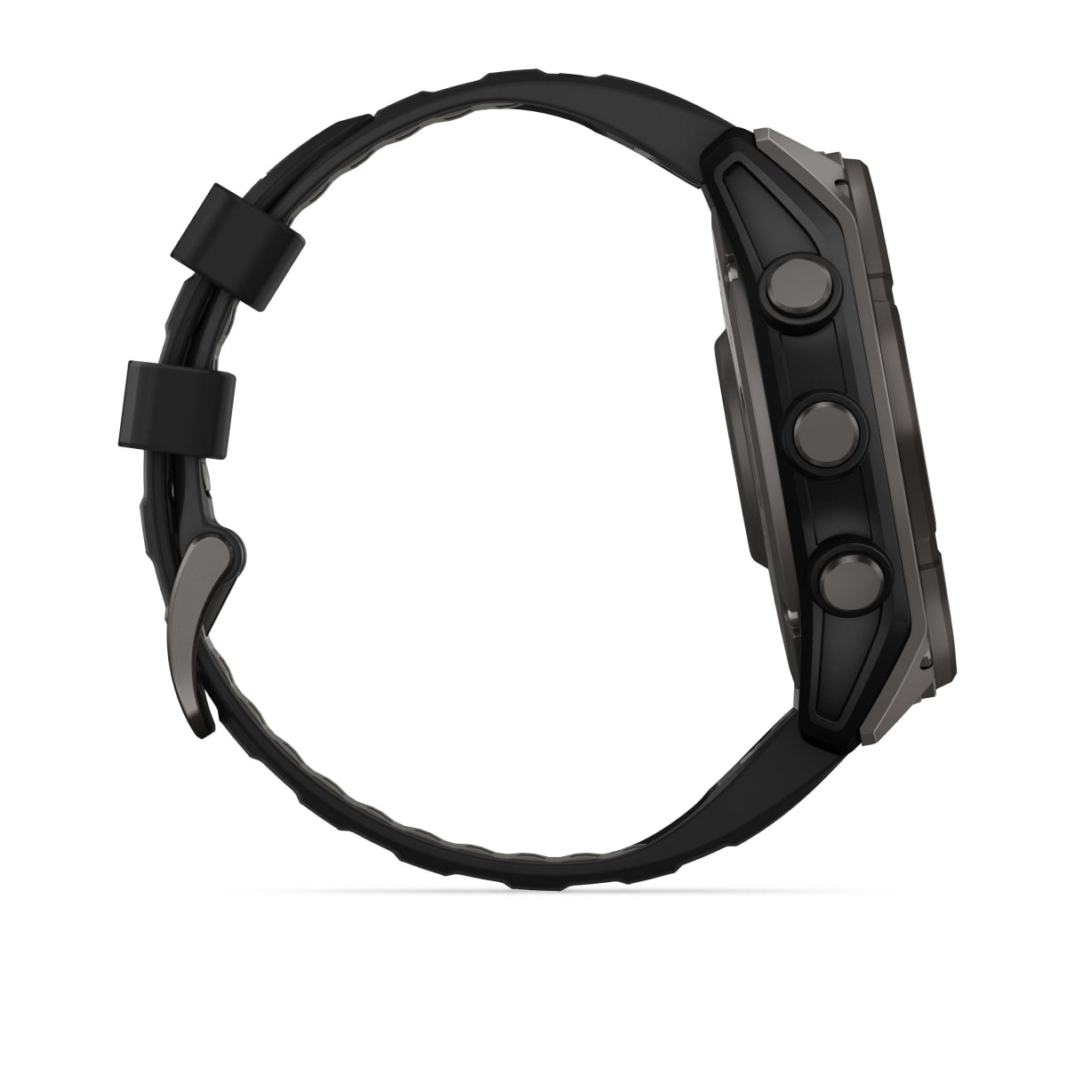 fēnix® 8 – 51 mm, Solar, Sapphire, Carbon Grey DLC-titanium med svart/Pebble Grey silikonerem