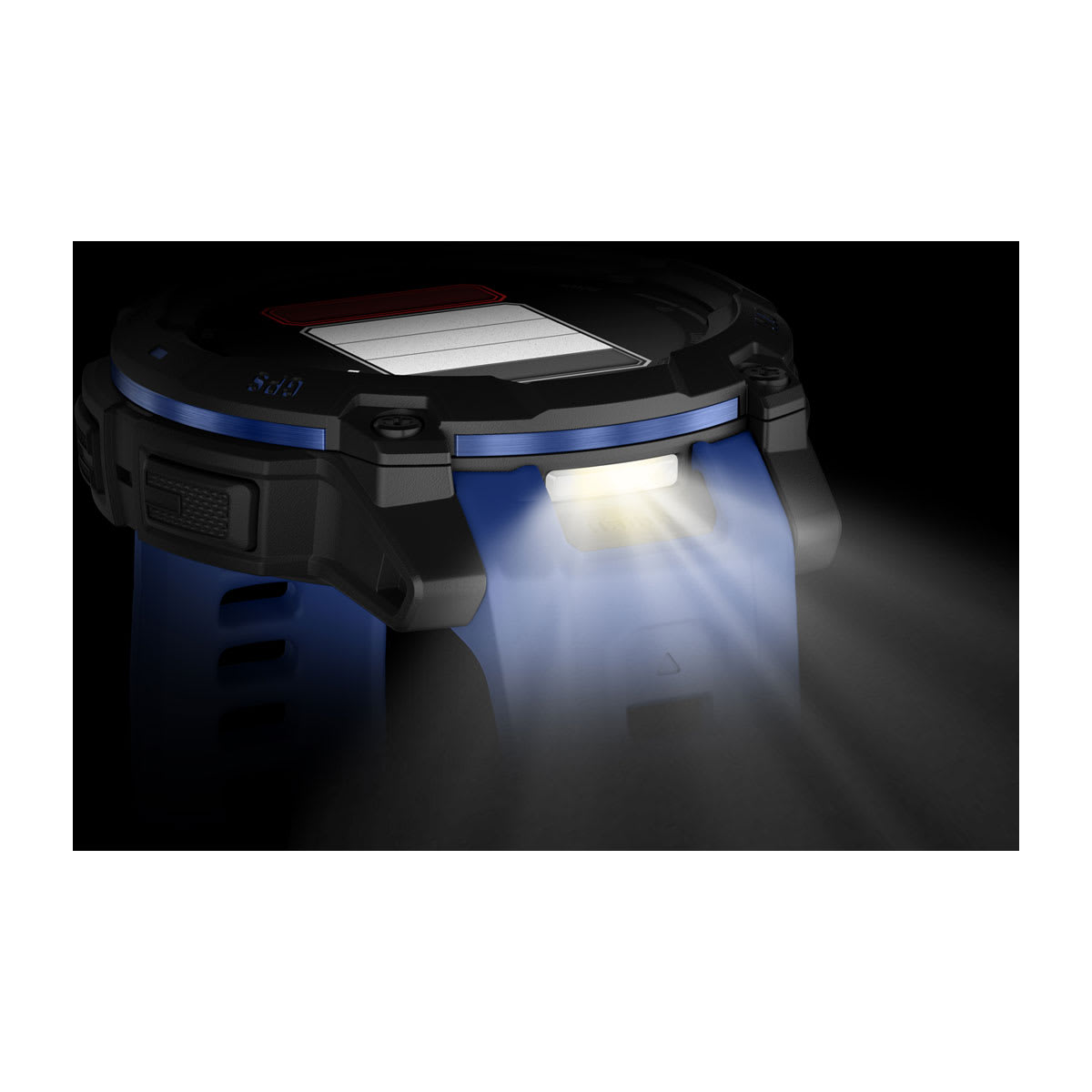 Instinct® 3 – 45 mm, AMOLED, Svart med Bolt Blue/svart rem