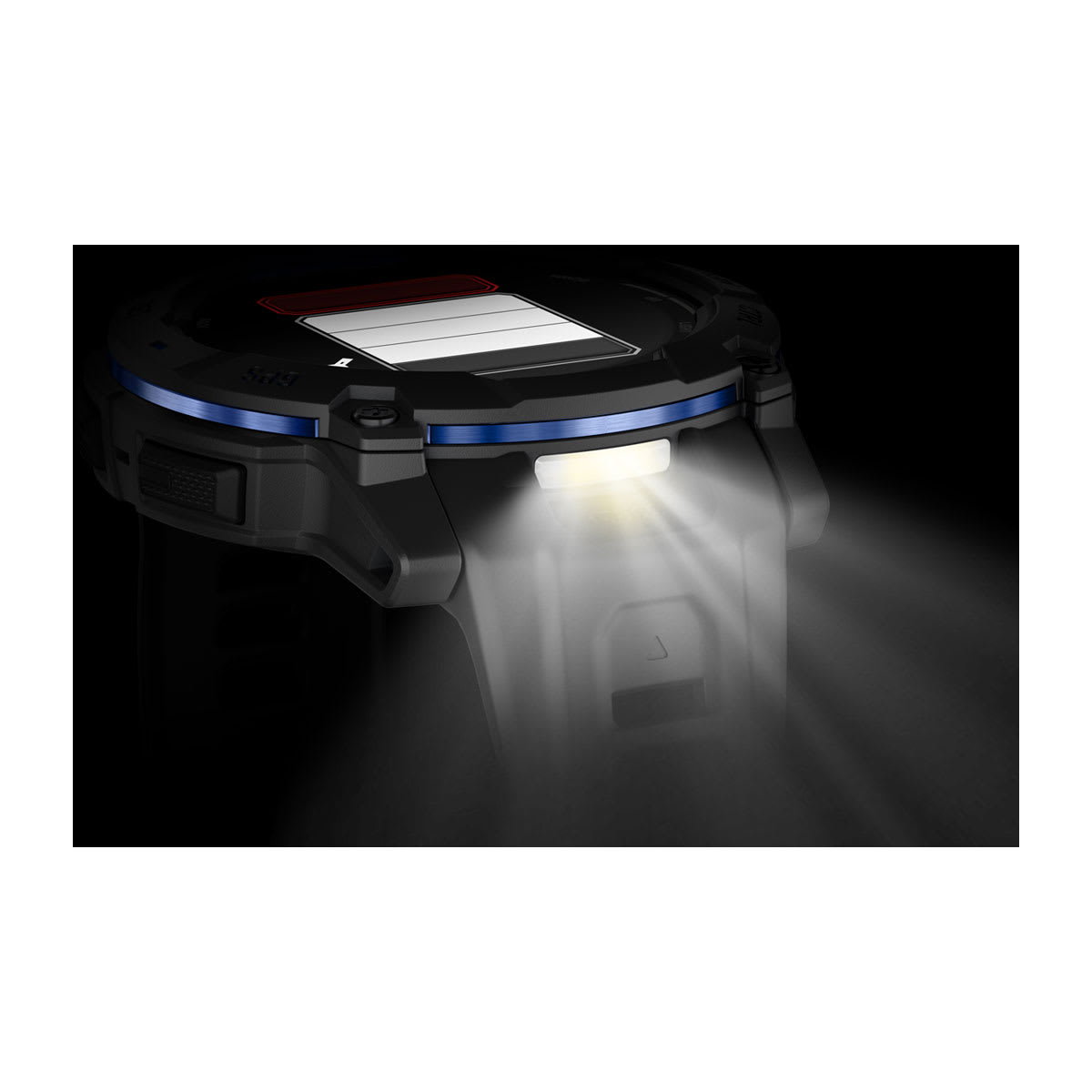 Instinct® 3 – 50 mm, AMOLED, Svart med svart/Bolt Blue rem