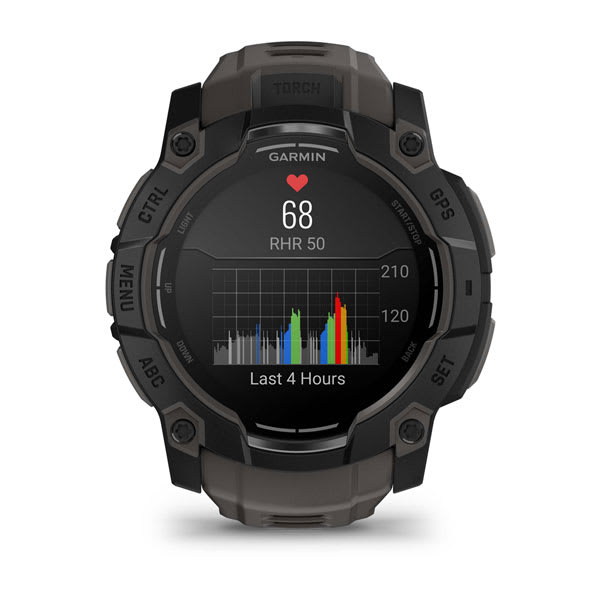 Instinct® 3 – 50 mm, AMOLED, Svart med Charcoal rem