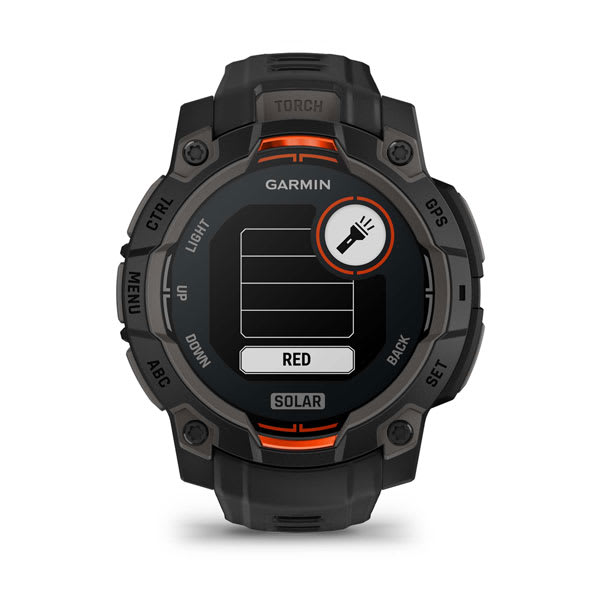 Instinct® 3 – 45 mm, Solar, Svart med svart rem