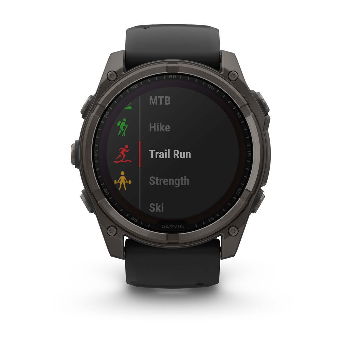 fēnix® 8 – 51 mm, Solar, Sapphire, Carbon Grey DLC-titanium med svart/Pebble Grey silikonerem