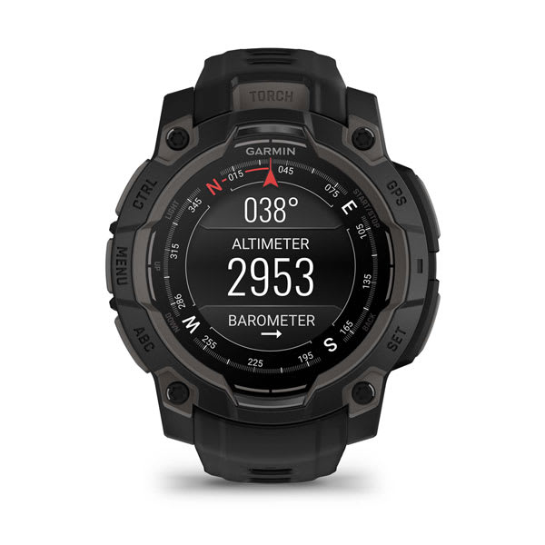 Instinct® 3 – 45 mm, AMOLED, Svart med svart rem