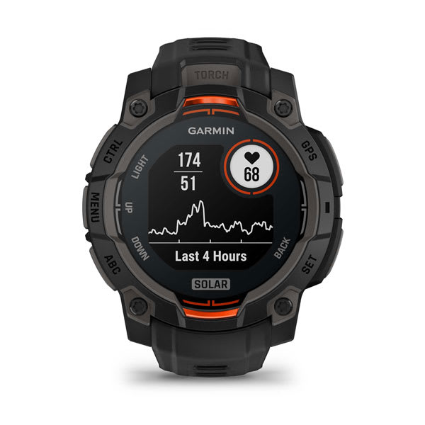 Instinct® 3 – 45 mm, Solar, Svart med svart rem