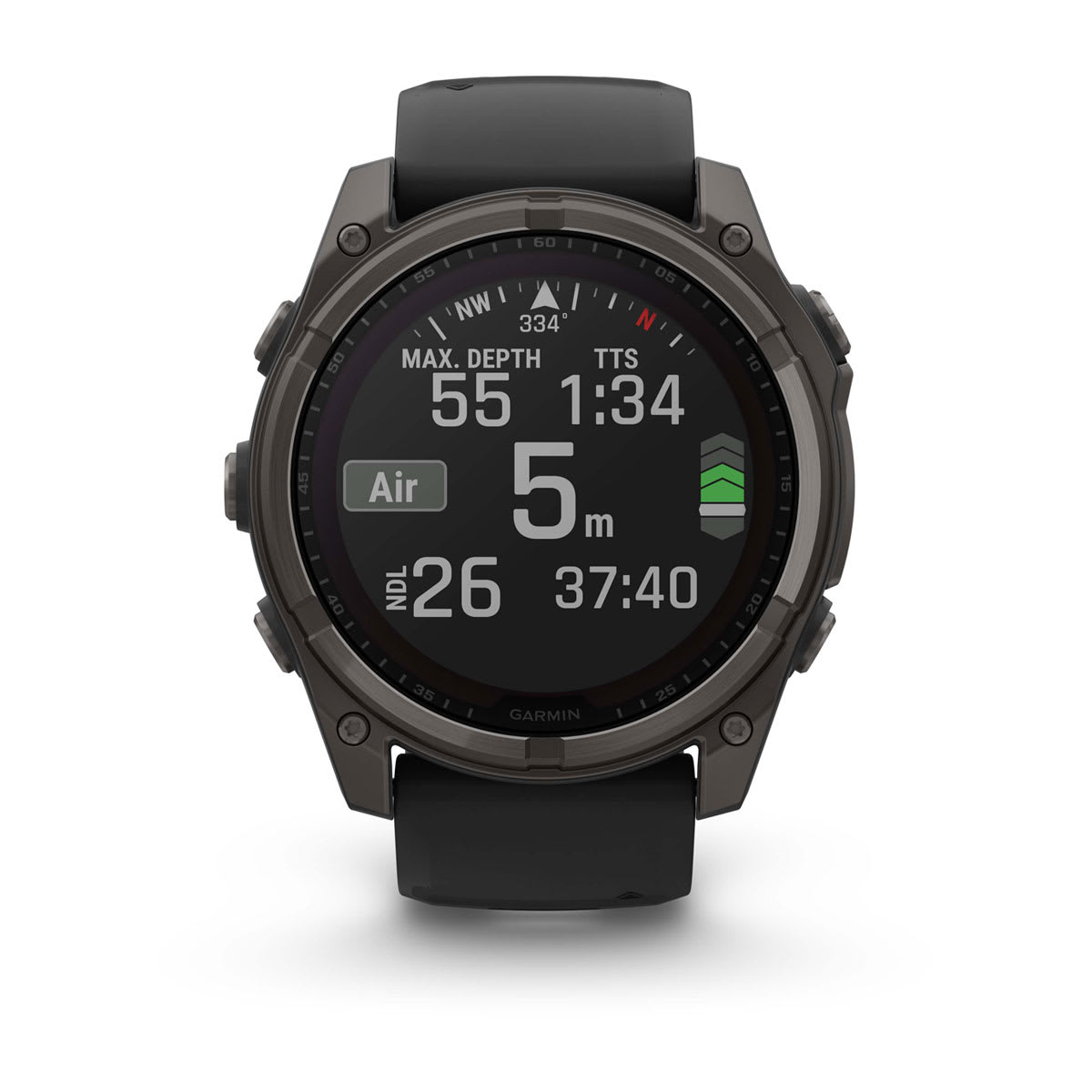 fēnix® 8 – 51 mm, Solar, Sapphire, Carbon Grey DLC-titanium med svart/Pebble Grey silikonerem