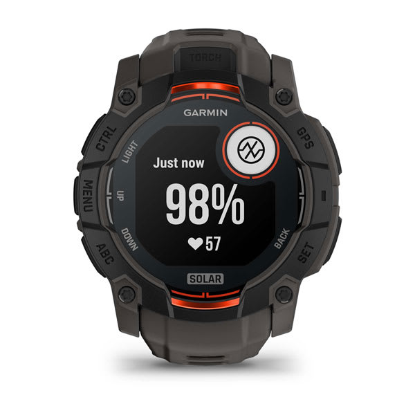 Instinct® 3 – 50 mm, Solar, Svart med Charcoal rem
