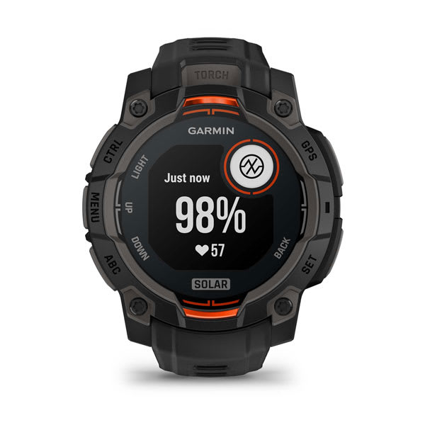 Instinct® 3 – 45 mm, Solar, Svart med svart rem