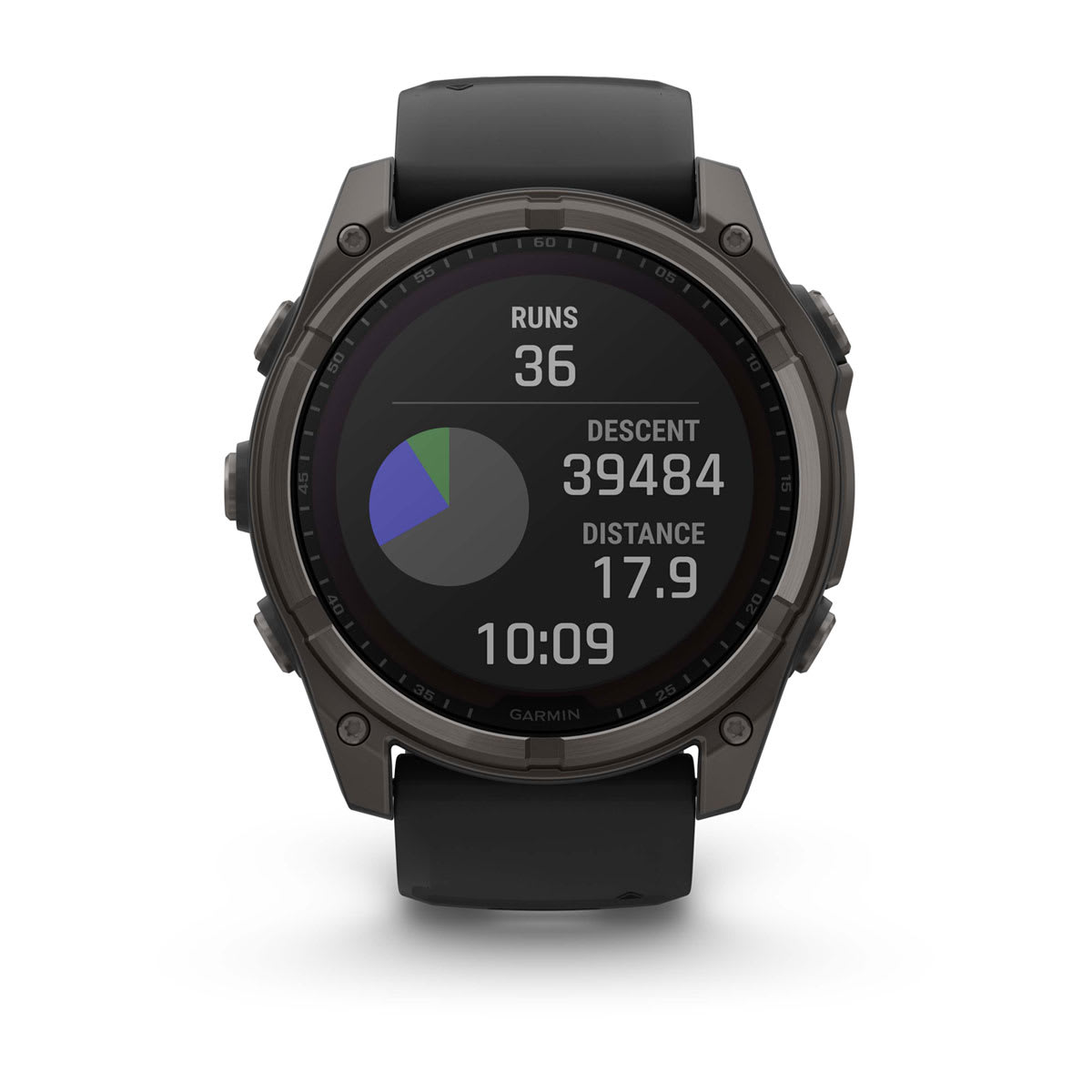 fēnix® 8 – 51 mm, Solar, Sapphire, Carbon Grey DLC-titanium med svart/Pebble Grey silikonerem